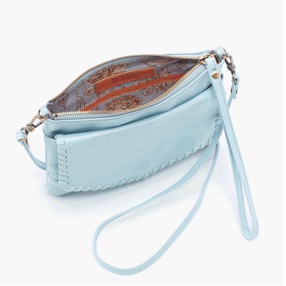 Hobo Stroll crossbody clutch purse vintage hide whisper blue like new gorgeous! - Picture 3 of 11